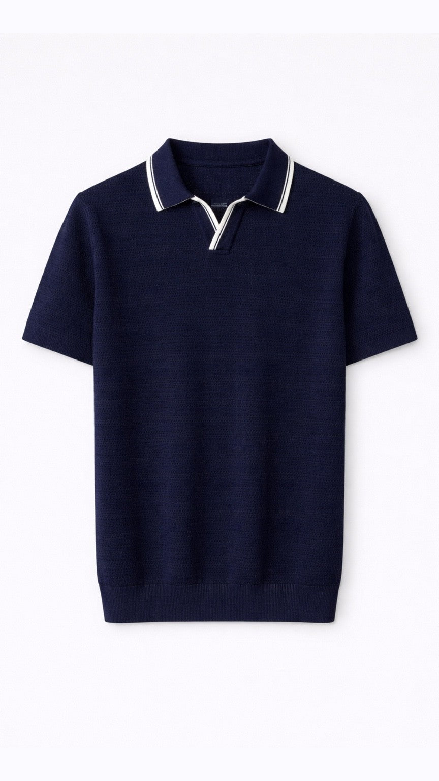 Micro-Perforated Knit Blue Polo
