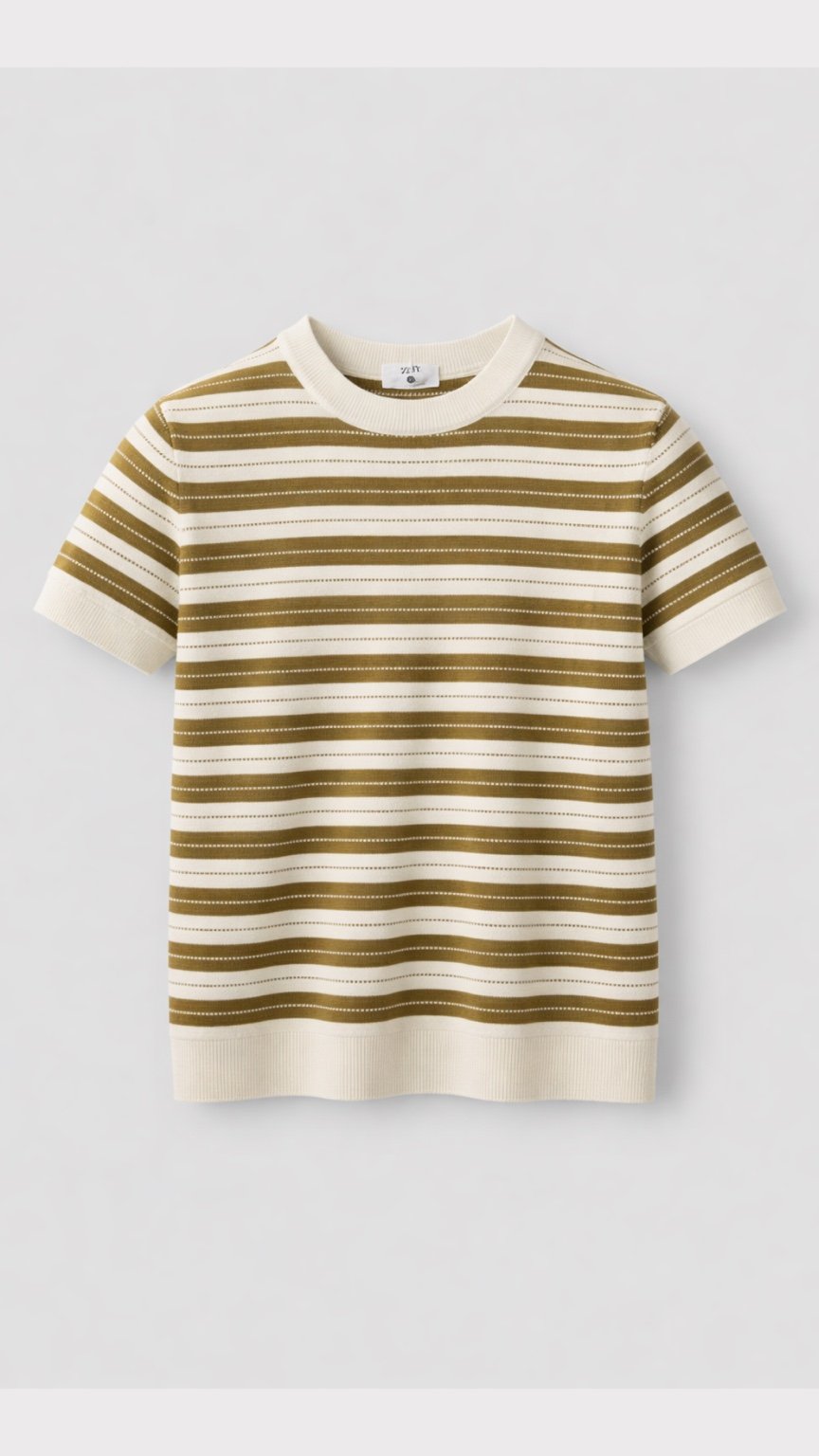 Premium Forest Stripe Knit Tee– Mustard