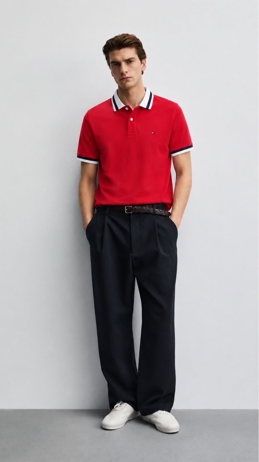 Premium Red Drop Needle Polo