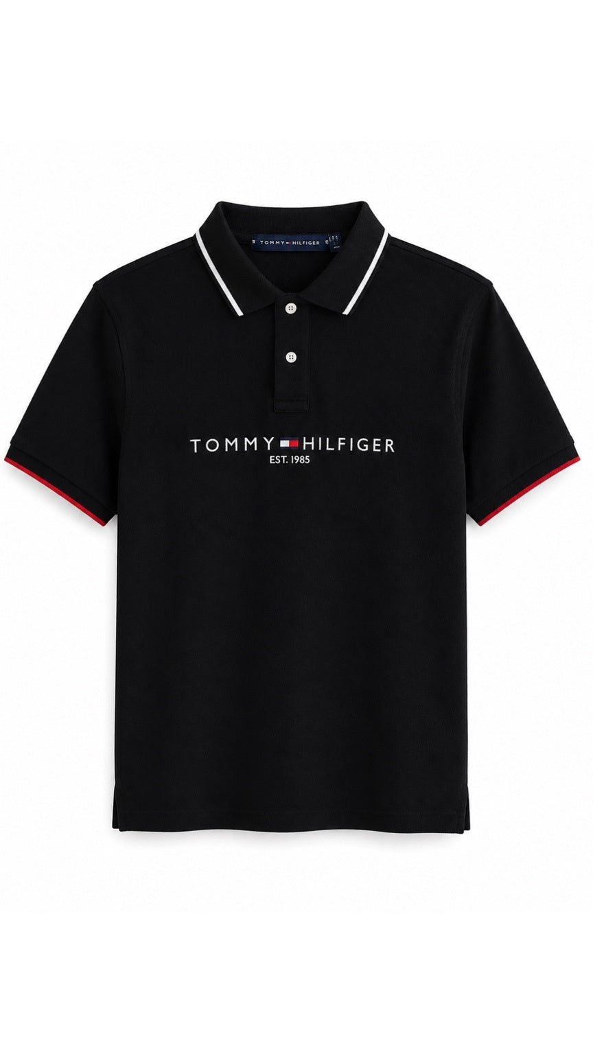 Signature Embroidered T-Polo Black