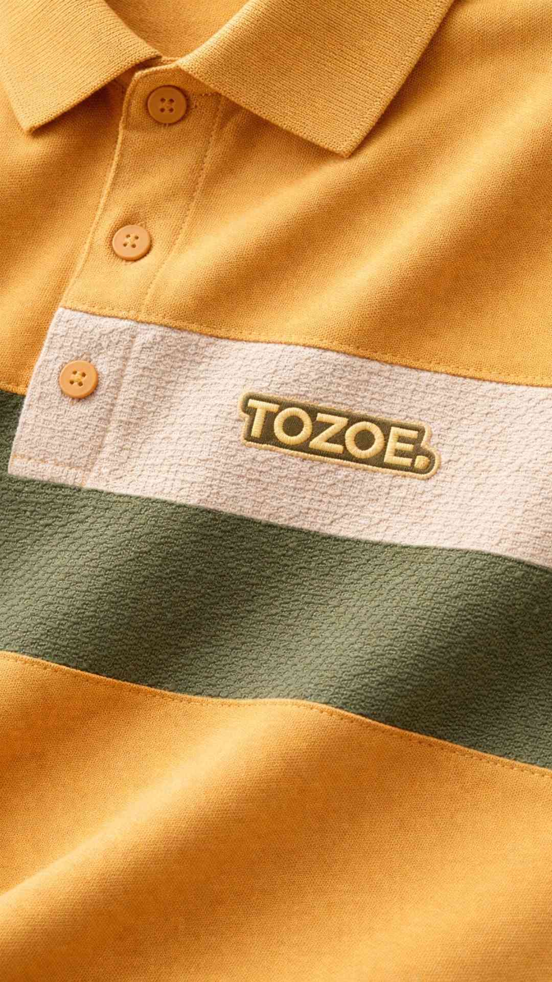 Elite Stripe Polo – Mustard Gold