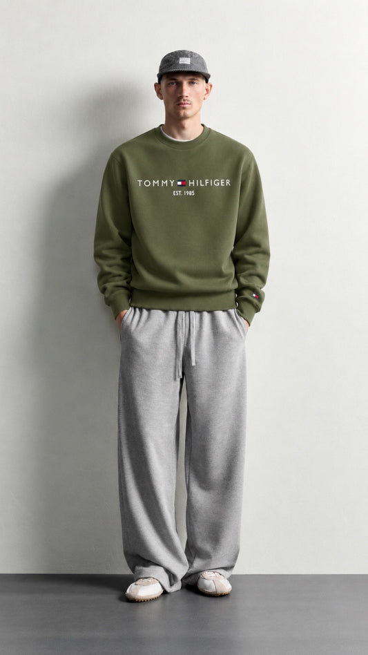 T-Basic Embroidery Sweatshirt Olive