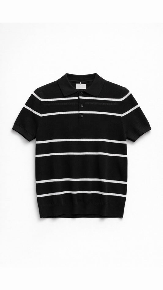 Forest Stripe Polo Black