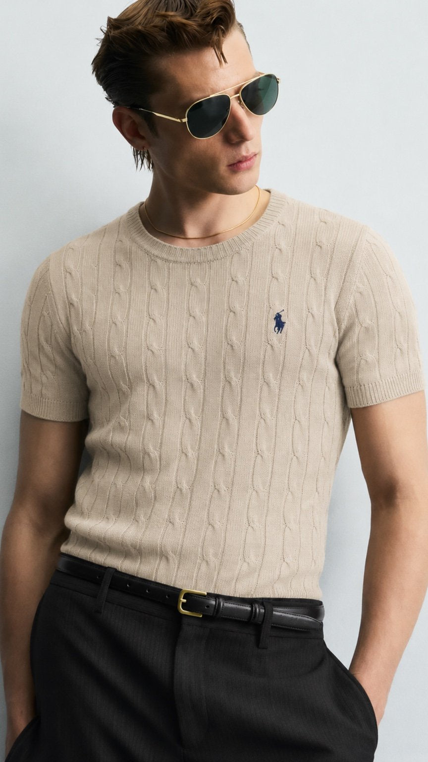 P-Cable Knit T Shirt Stone