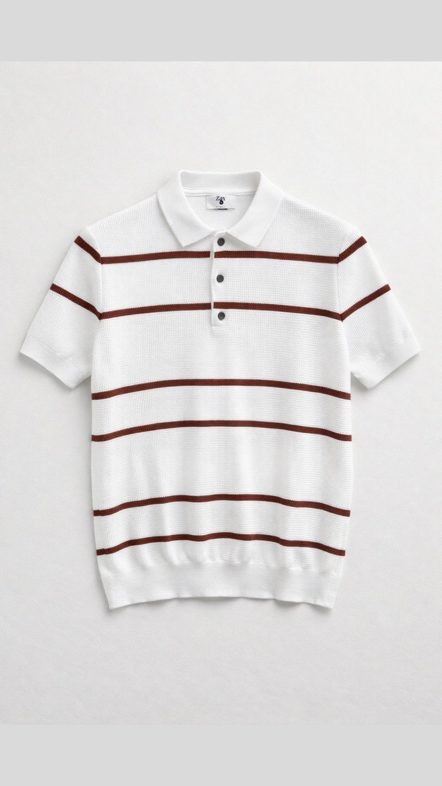 Forest Stripe Polo White