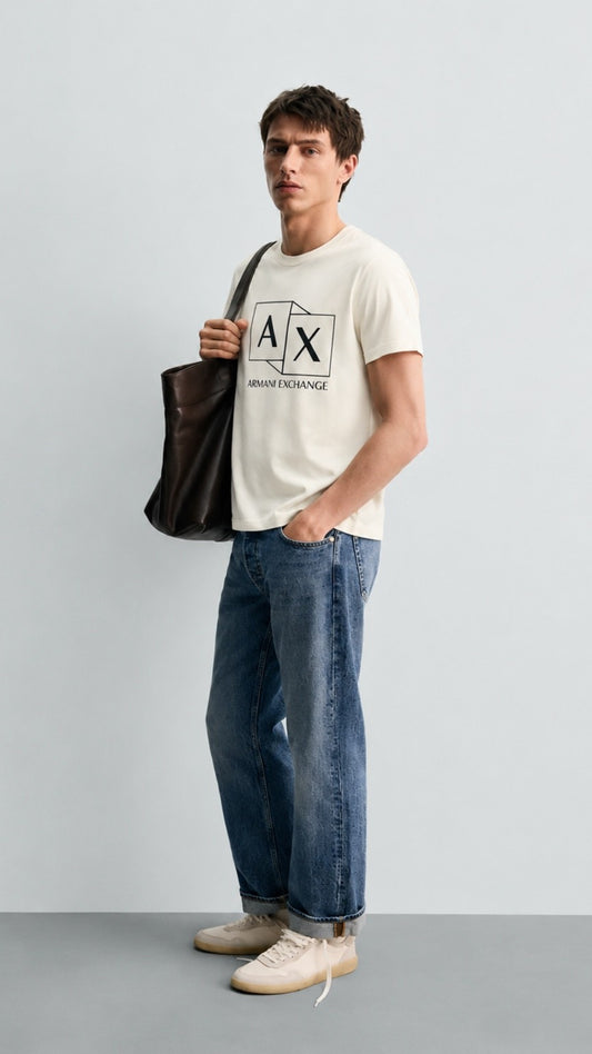 A-Monochrome Graphic Tee Stone