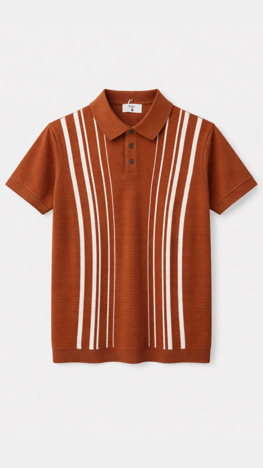 Premium Knitted Midnight Line Polo Rust