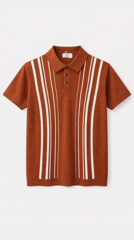 Premium Knitted Midnight Line Polo Rust