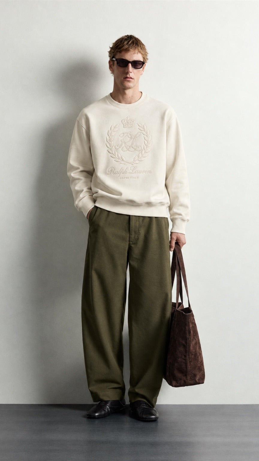 RL-Regular Fit Embroidered Sweatshirt Stone