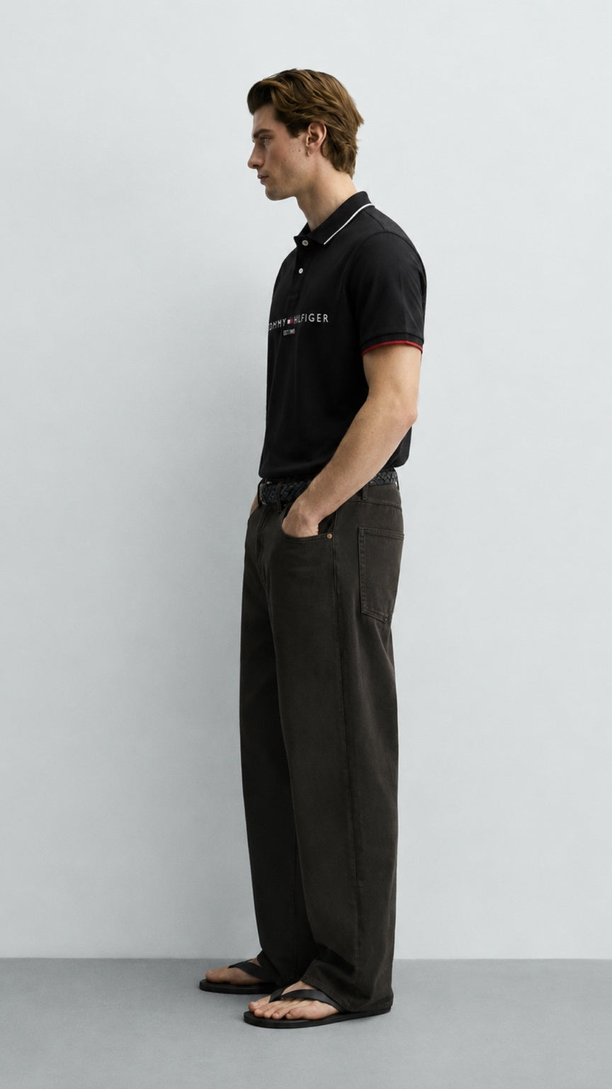 Signature Embroidered T-Polo Black