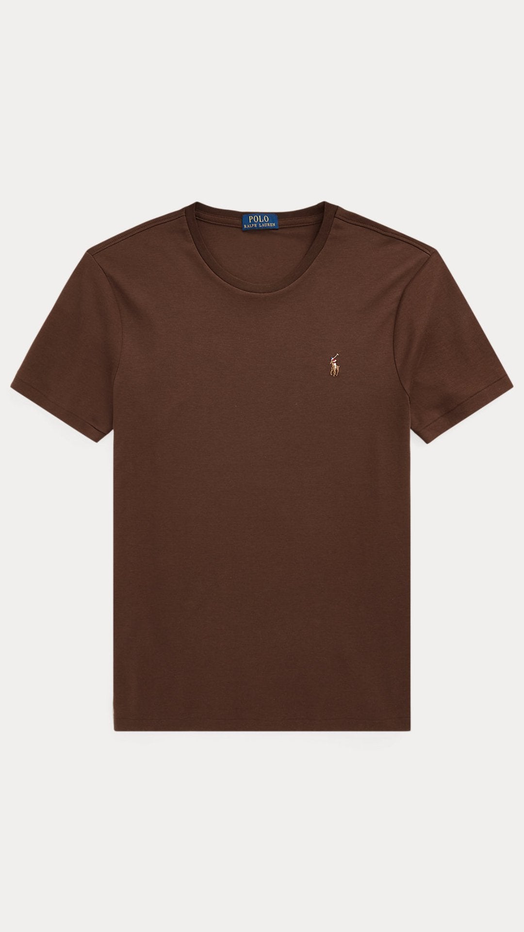 Brown t-shirt with a logo on a white background