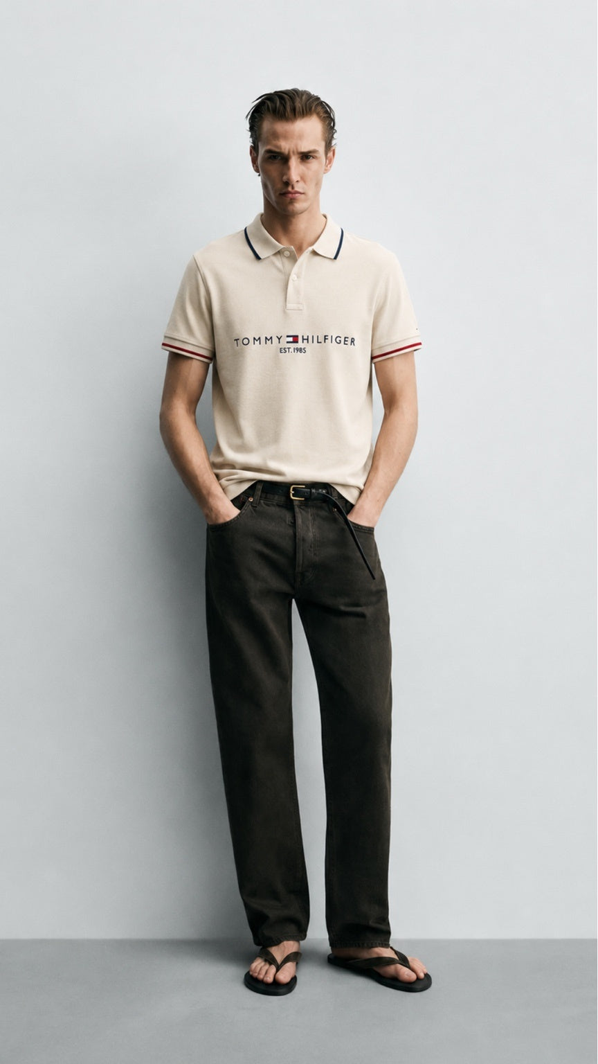 Signature Embroidered T-Polo Stone