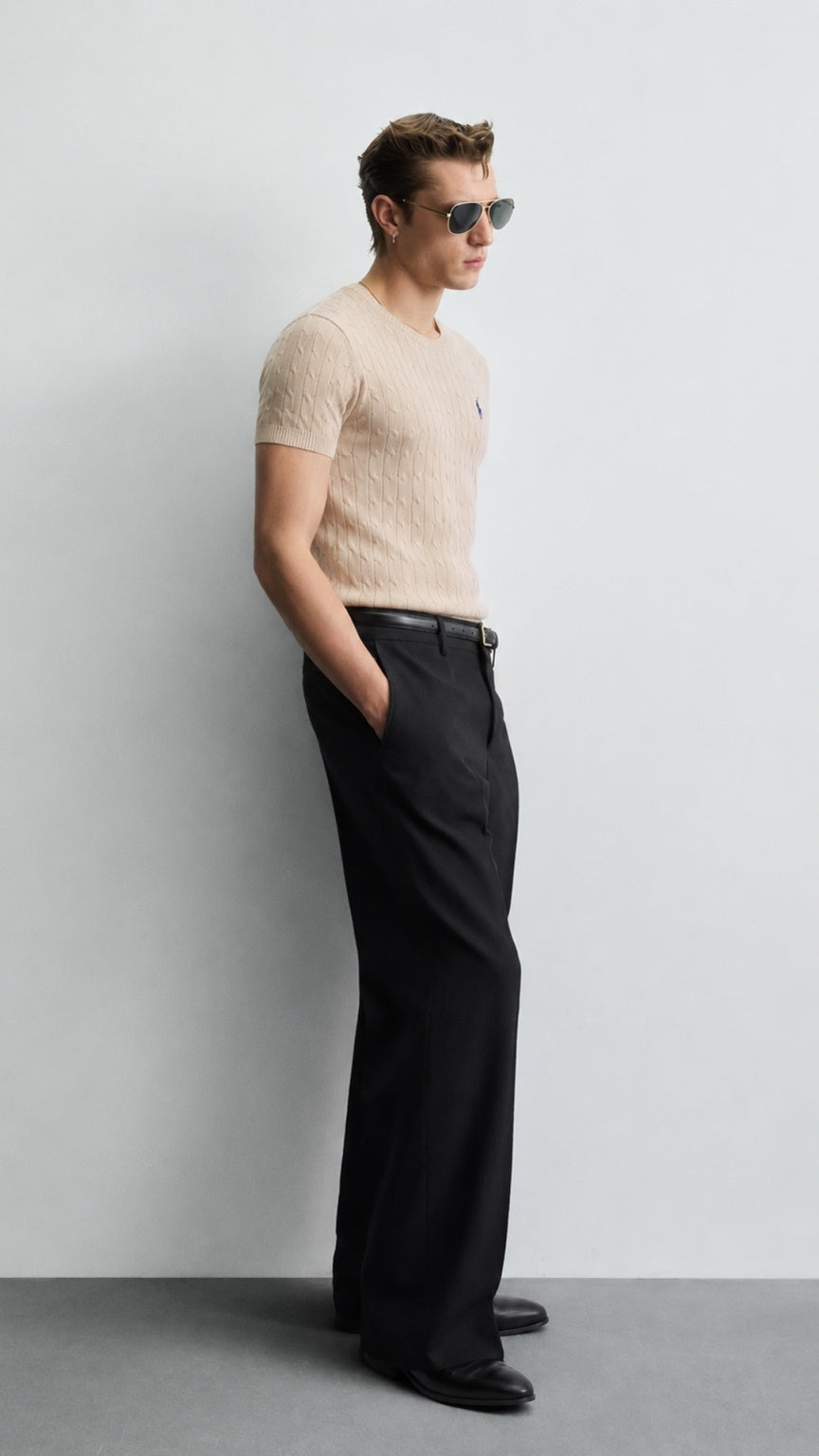 P-Cable Knit T Shirt Stone
