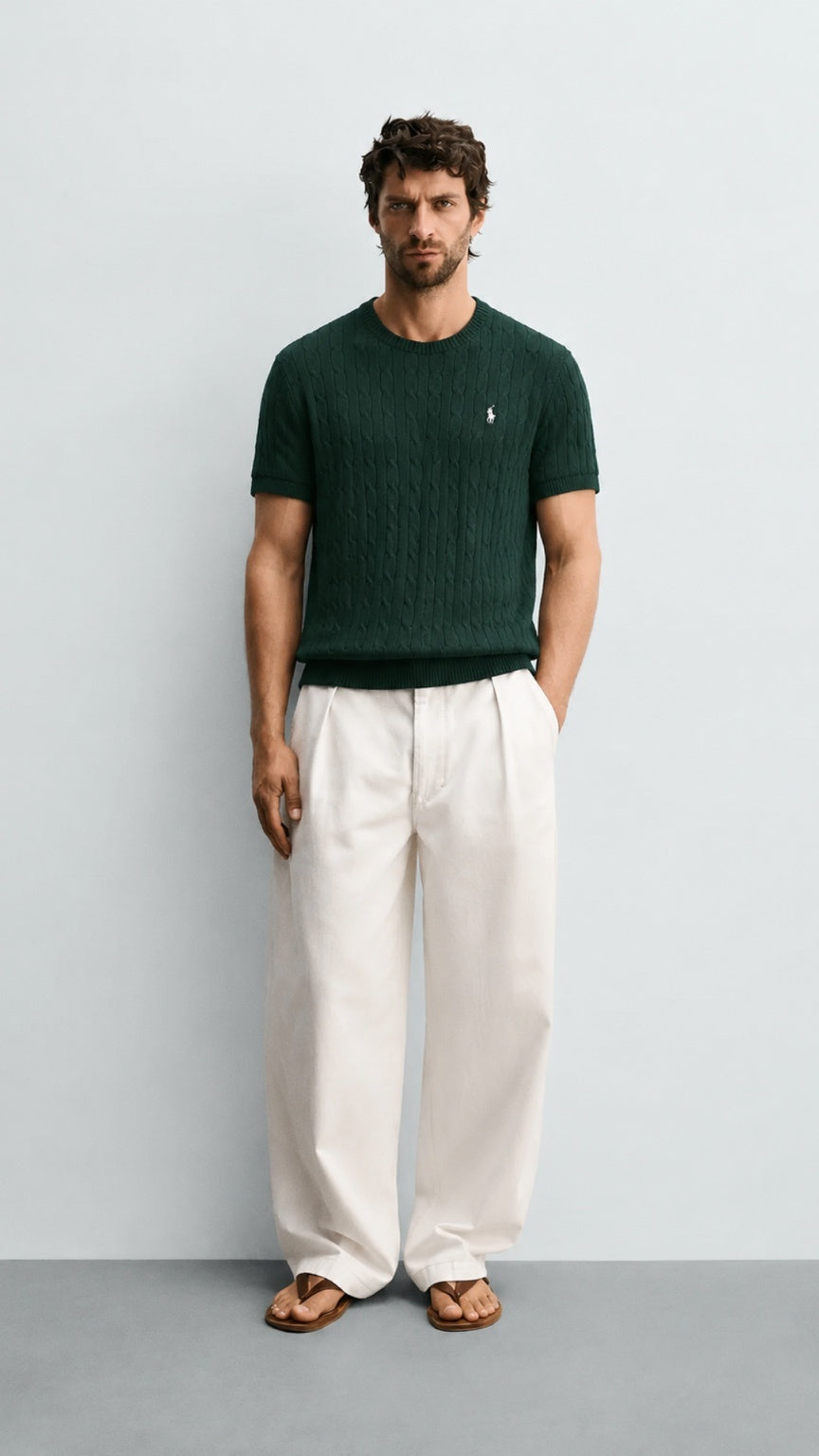 P-Cable Knit T Shirt Green