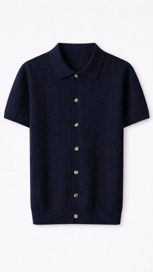 Classic Imperial Blue Chevron Knit Polo