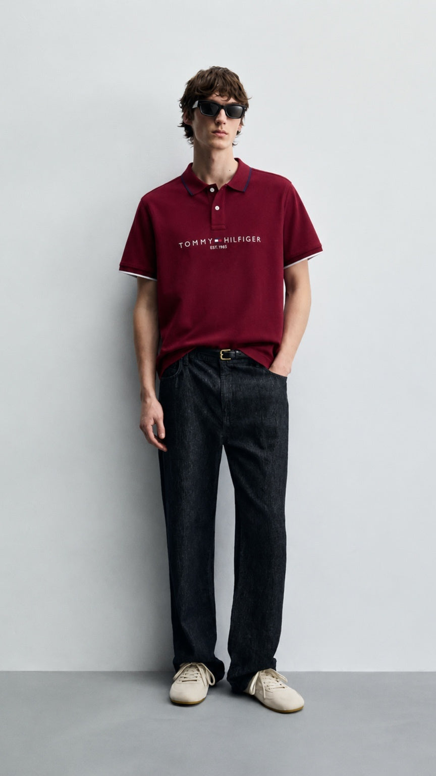 Signature Embroidered T-Polo Mahroon