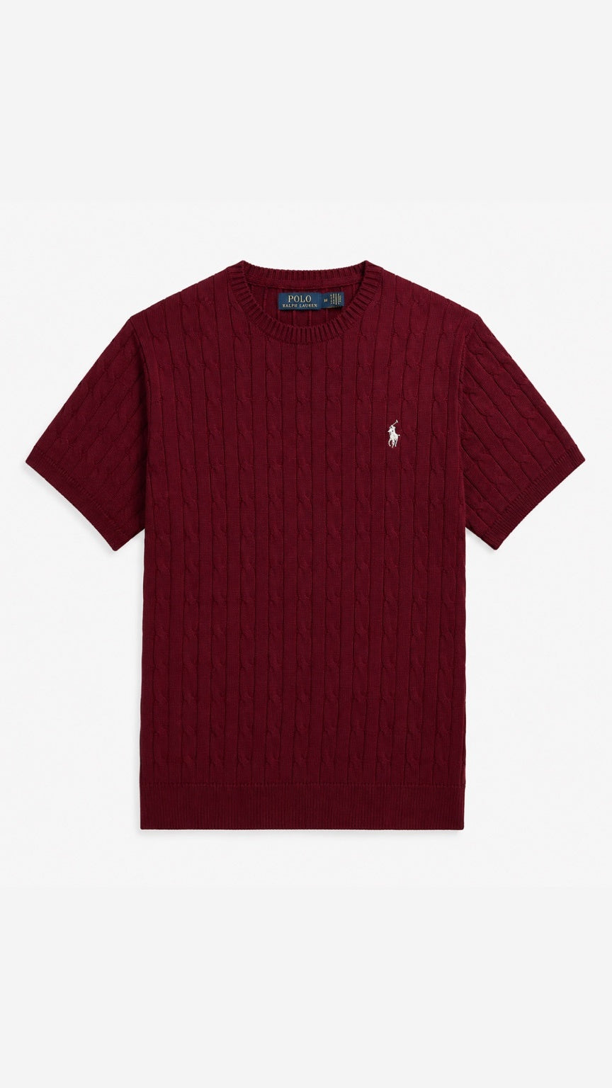 P-Cable Knit T Shirt Mahroon