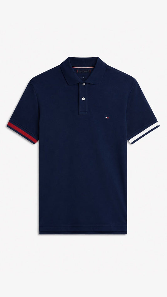 T-Navy Contrast Sleeve Polo Shirt