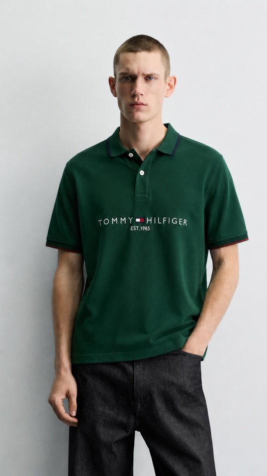 Signature Embroidered T-Polo Green