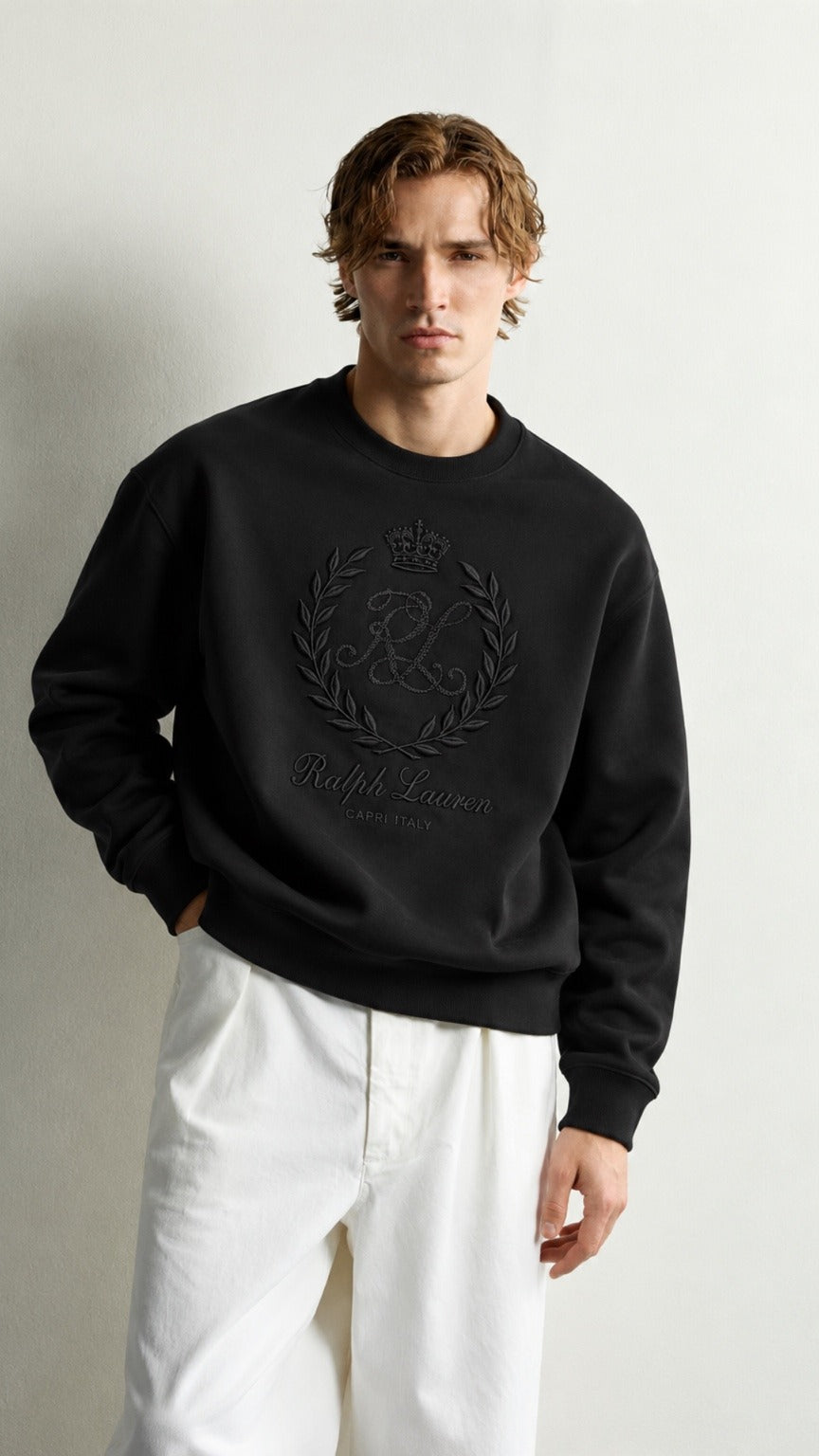 RL-Regular Fit Embroidered Sweatshirt Black