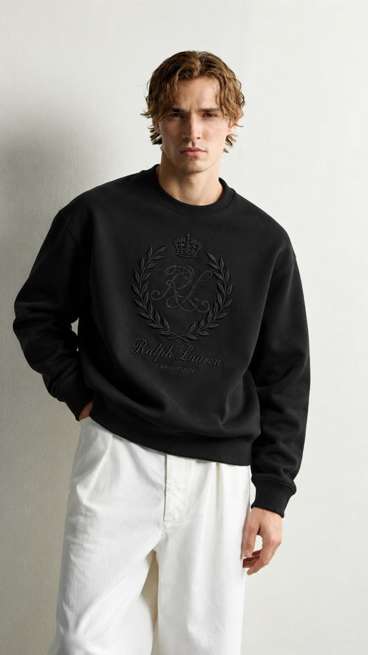 RL-Regular Fit Embroidered Sweatshirt Black