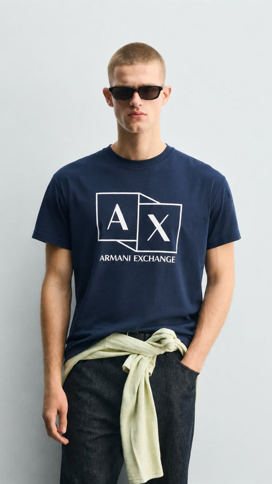 A-Monochrome Graphic Tee Blue