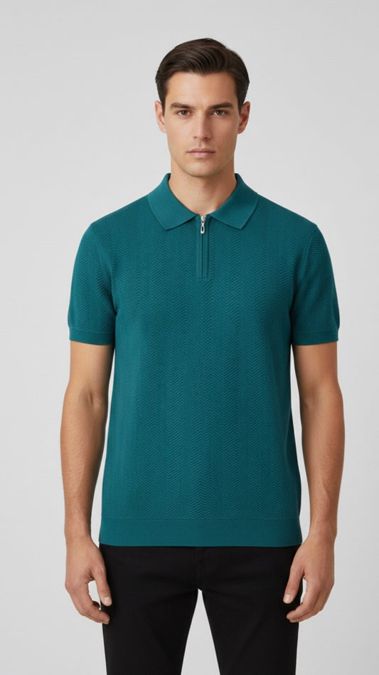 Premium Deep Emerald Green Knit Polo