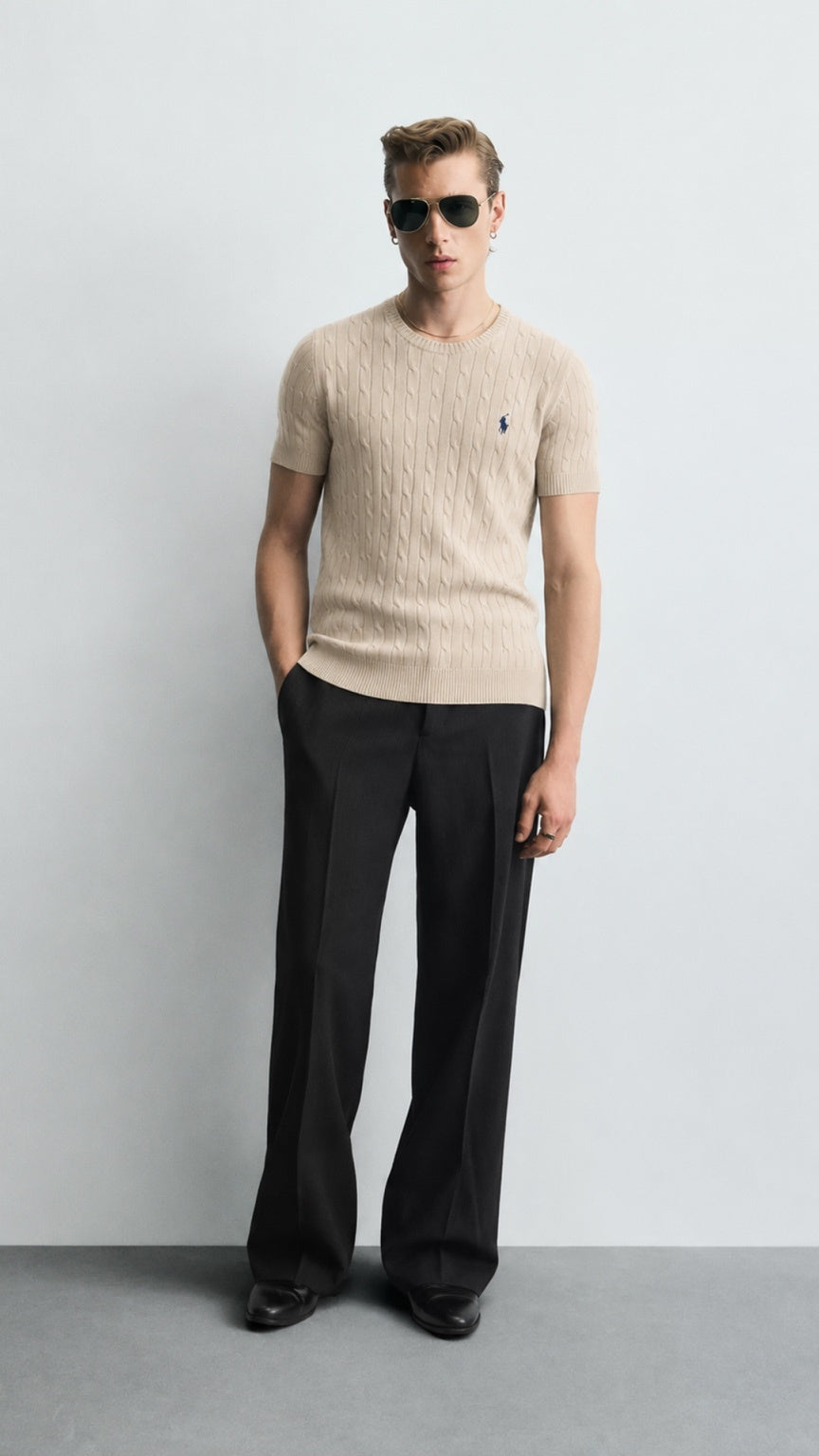 P-Cable Knit T Shirt Stone