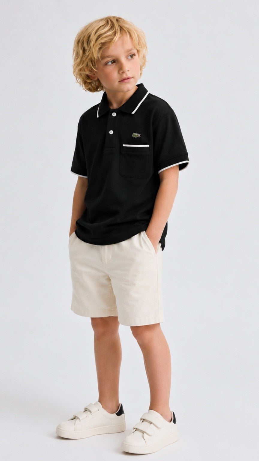 Kids Tip Black Classic Polo Shirt