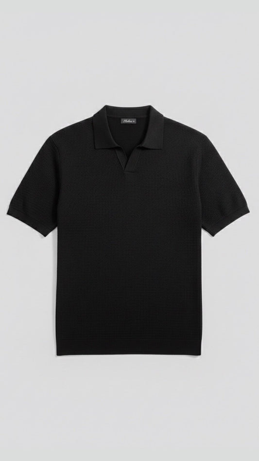 Premium Mocha Black Knit Polo
