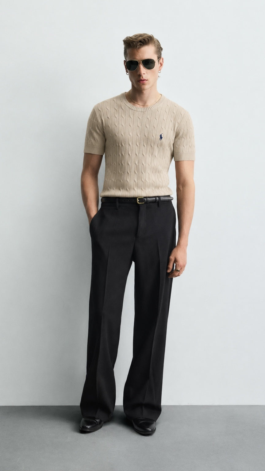 P-Cable Knit T Shirt Stone