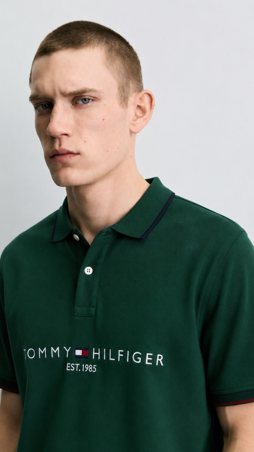 Signature Embroidered T-Polo Green