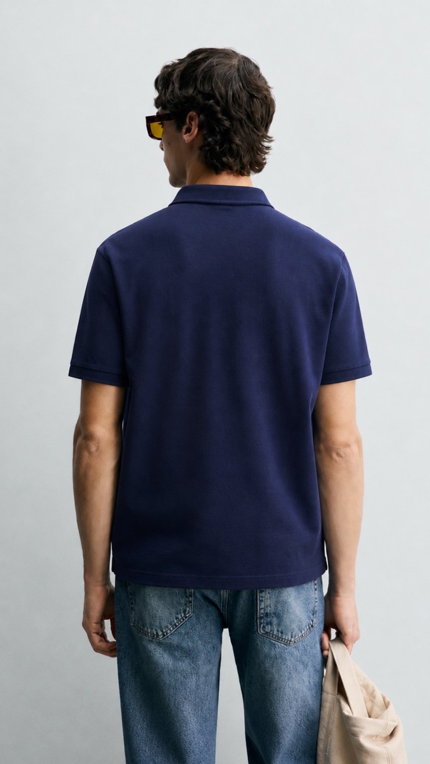 Signature Colorblock Zip Polo –Navy