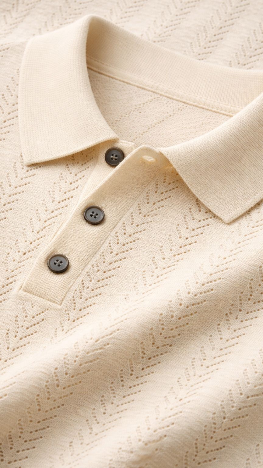 Premium Textured Knitted Polo – Off White