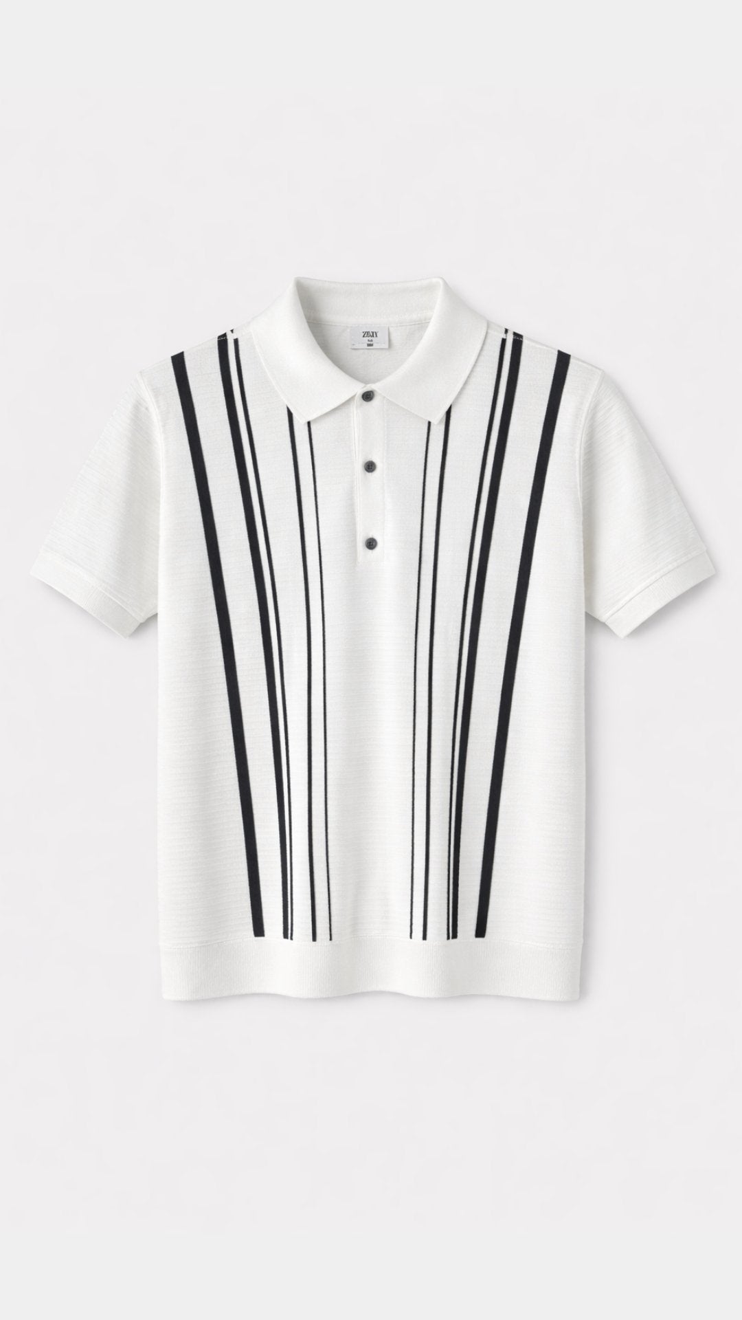 Premium Knitted Midnight Line Polo White