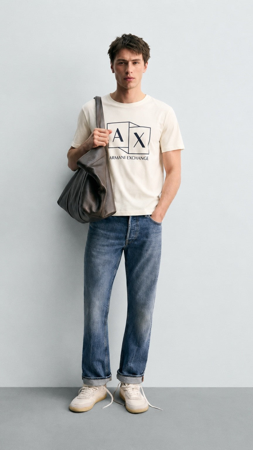 A-Monochrome Graphic Tee Stone