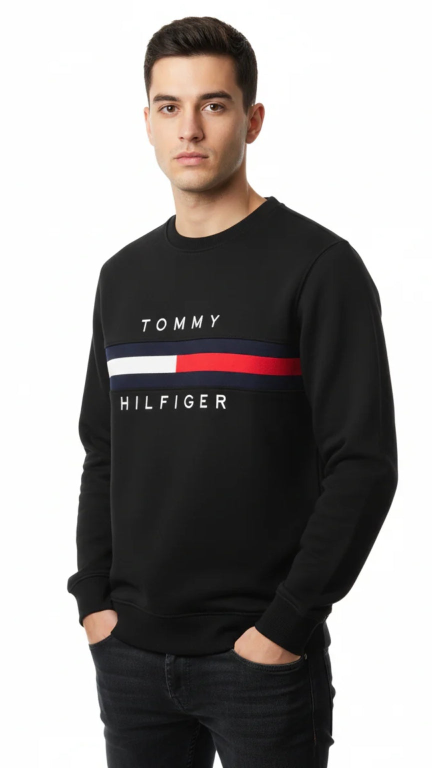T-Classic Black Sweatshirt Signature Stripe