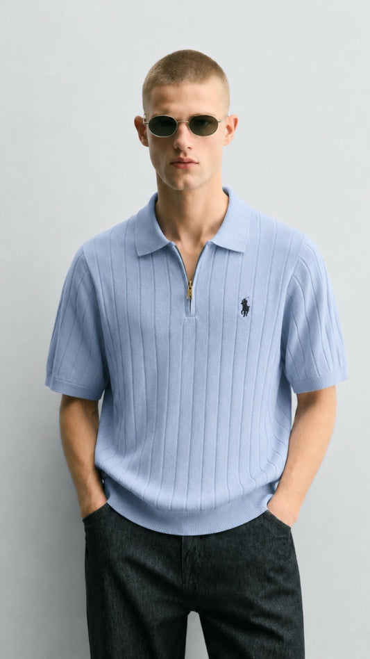 RL-Imported Drop Knidle Knit Polo Sky