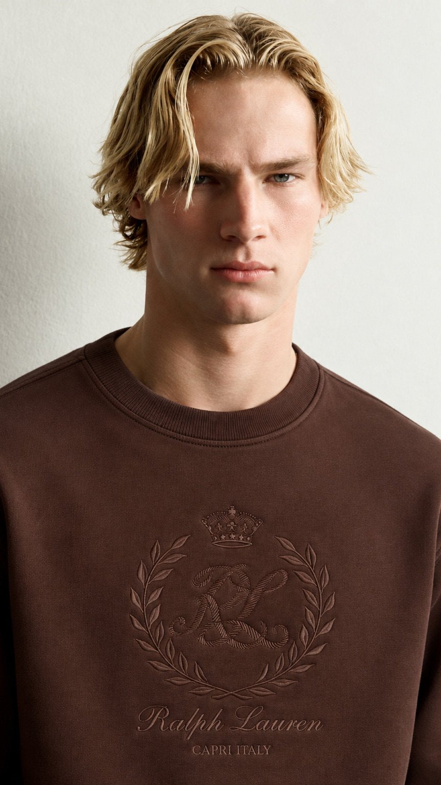 RL-Regular Fit Embroidered Sweatshirt Brown