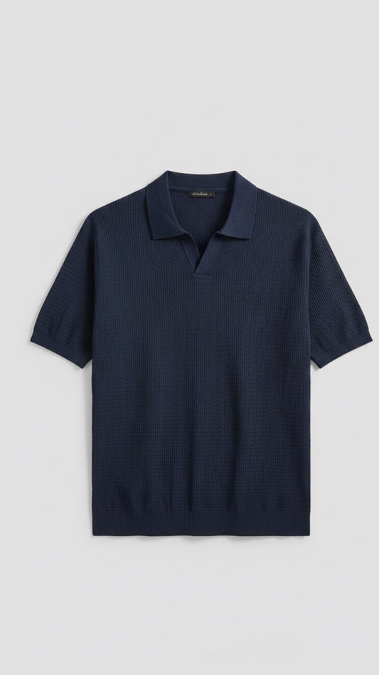 Premium Mocha Navy Knit Polo