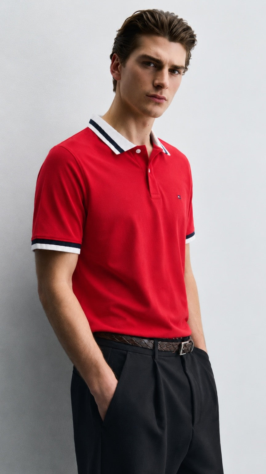 Premium Red Drop Needle Polo