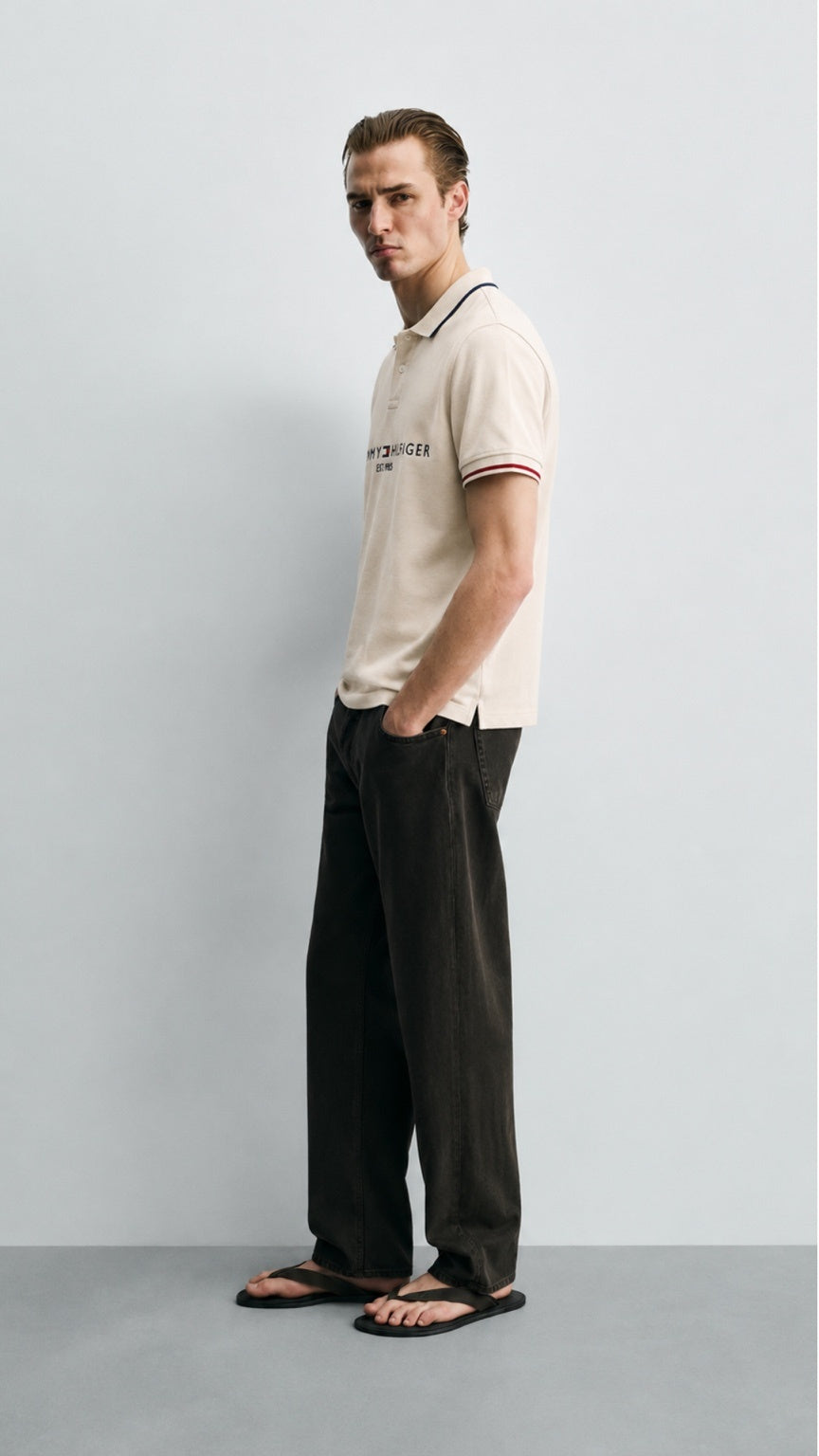 Signature Embroidered T-Polo Stone