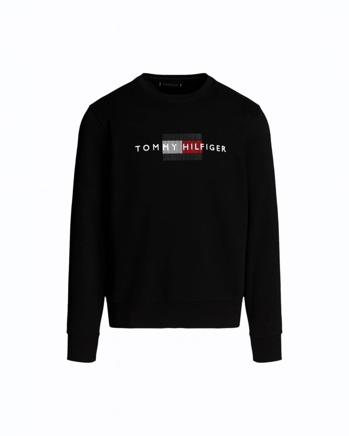 Black Tommy Hilfiger sweatshirt on a white background