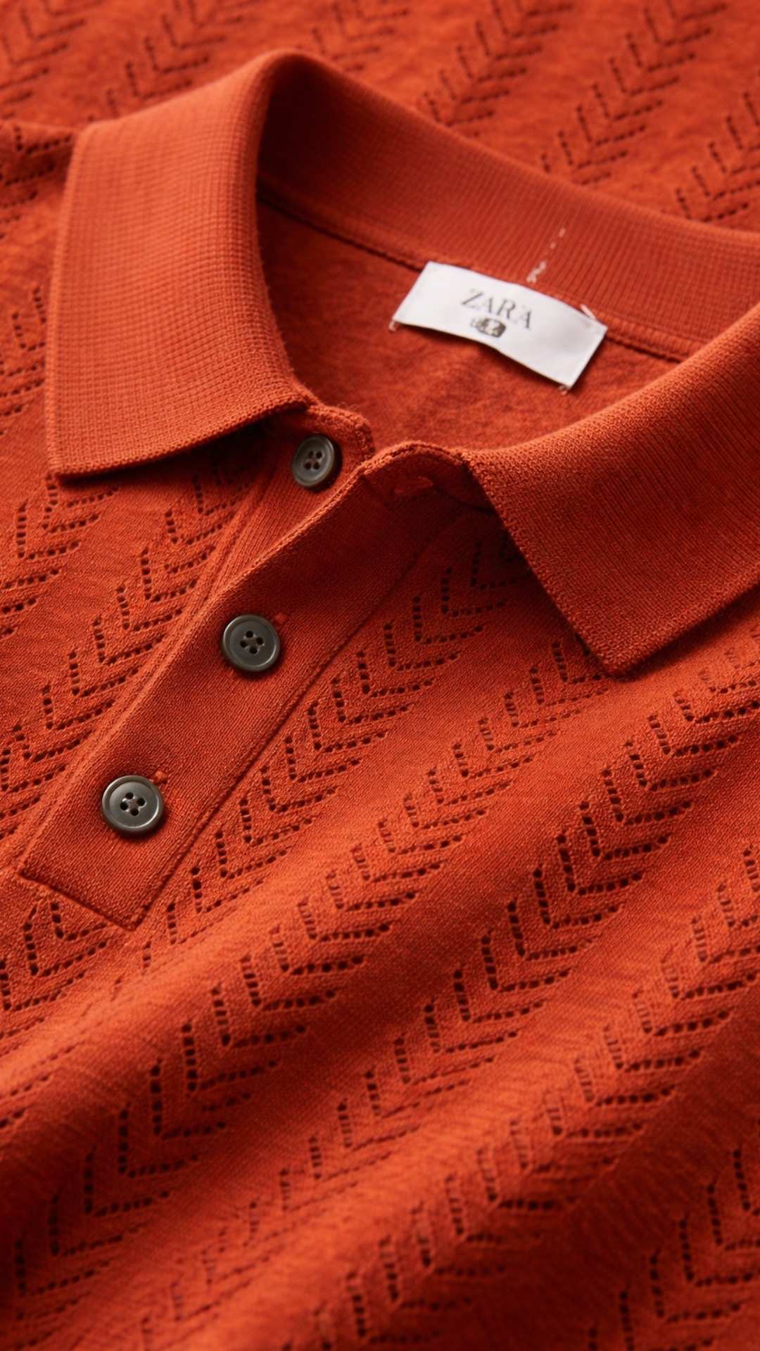 Premium Textured Knitted Polo – Rust