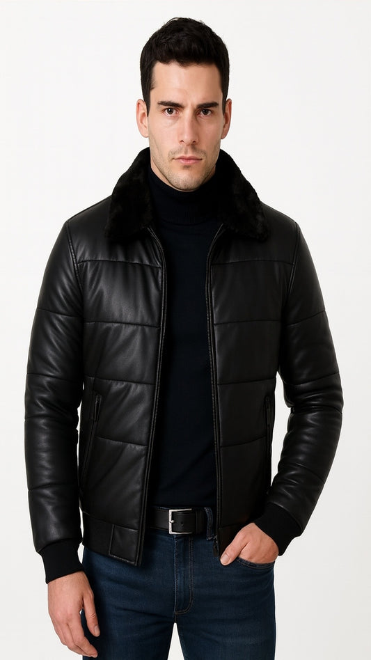 Z-Men Black Faux Leather Jacket