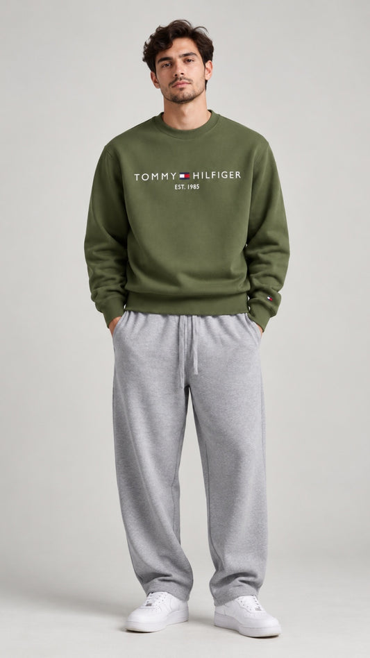 T-Basic Embroidery Sweatshirt Olive
