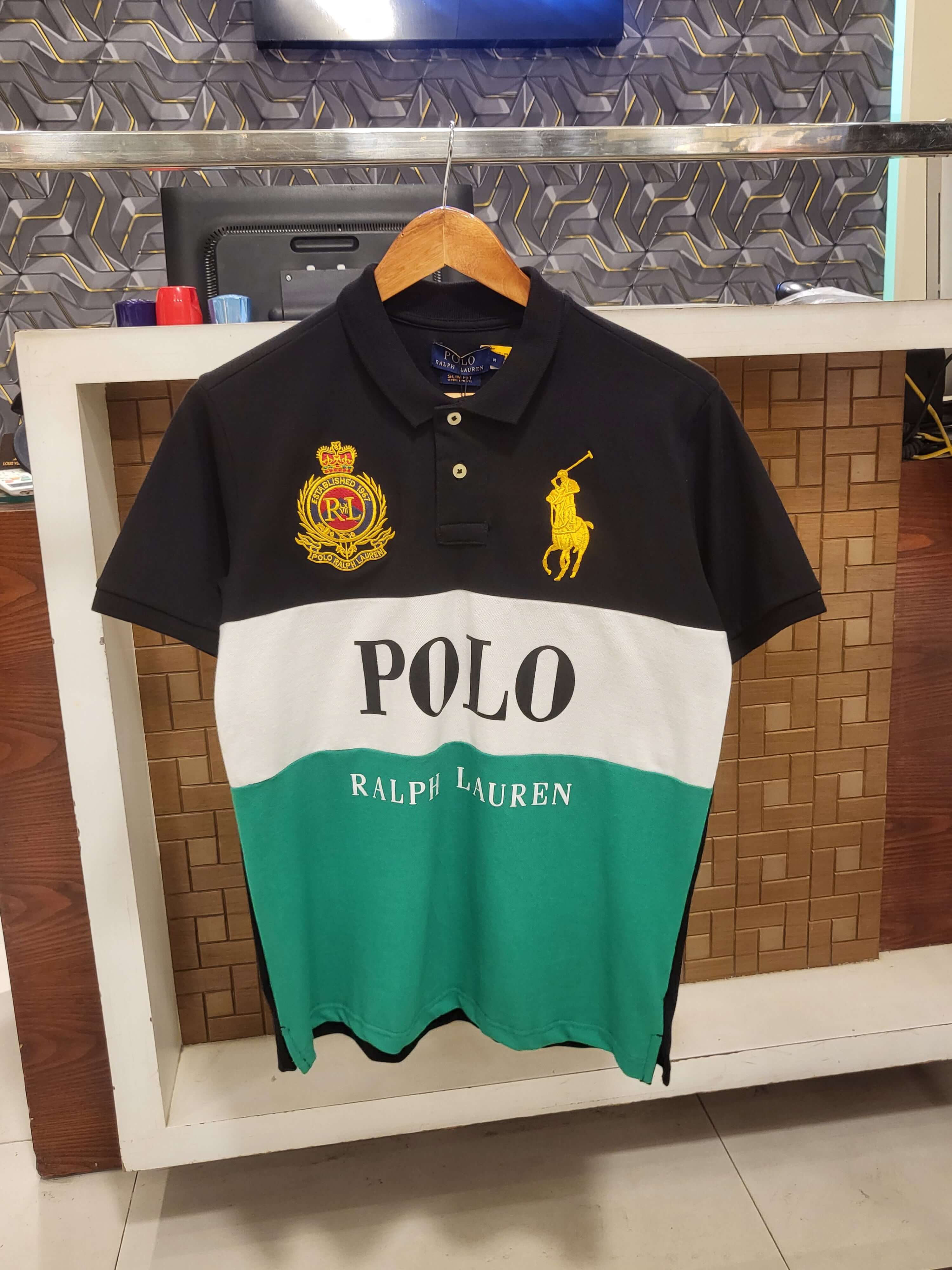 P-R-L POLO BLACK/GREEN/WHITE