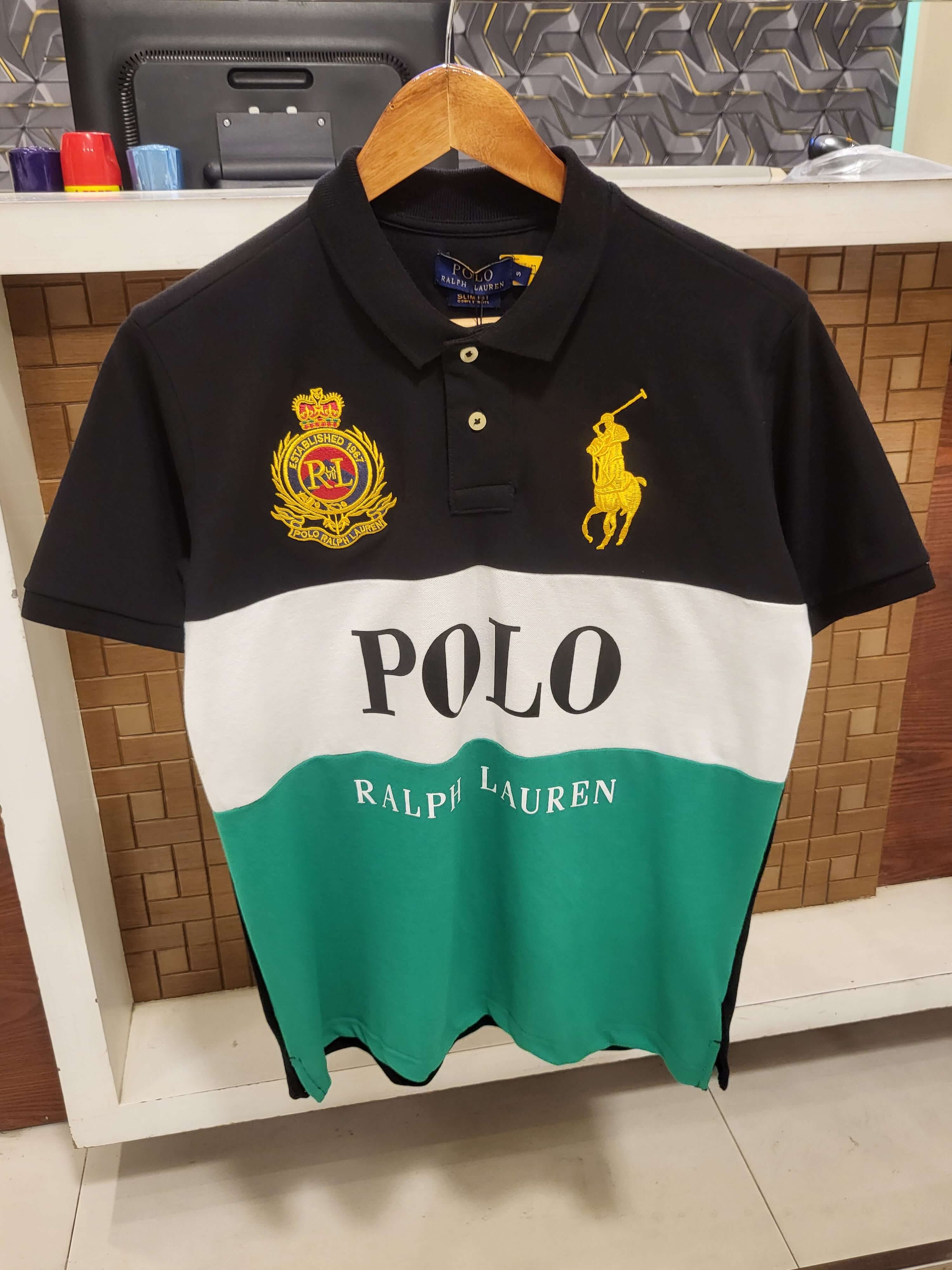 P-R-L POLO BLACK/GREEN/WHITE