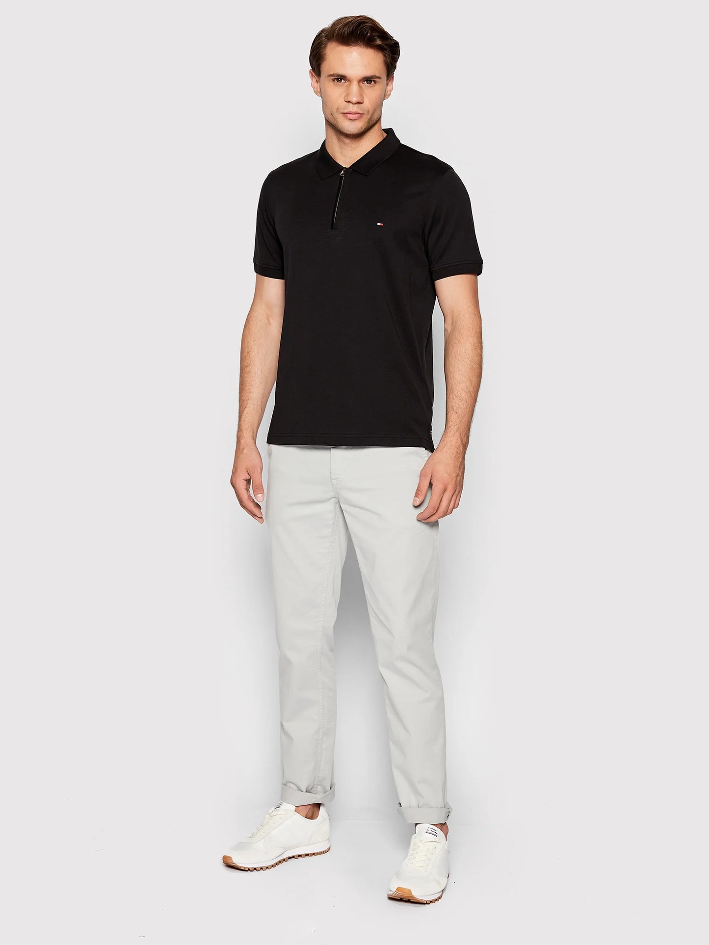 Thf-Premium Zipup Polo Jet Black
