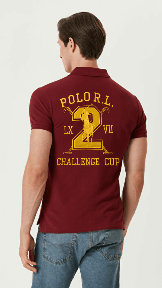 R-Limited Edition Front/Back Embroidery Polo Mahroon